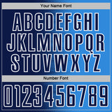 Custom Powder Blue Navy-White Gradient Line Sublimation Soccer Uniform Jersey