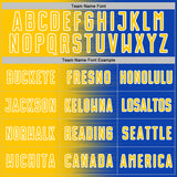 Custom Thunder Blue Yellow-White Gradient Line Sublimation Soccer Uniform Jersey