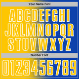 Custom Thunder Blue Yellow-White Gradient Line Sublimation Soccer Uniform Jersey