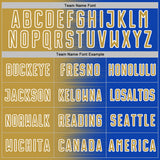 Custom Thunder Blue Old Gold-White Gradient Line Sublimation Soccer Uniform Jersey