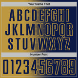 Custom Navy Old Gold Gradient Line Sublimation Soccer Uniform Jersey