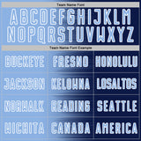 Custom Navy Light Blue-White Gradient Line Sublimation Soccer Uniform Jersey