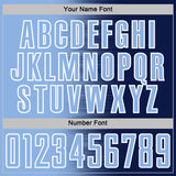 Custom Navy Light Blue-White Gradient Line Sublimation Soccer Uniform Jersey