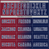 Custom Navy White-Crimson Gradient Line Sublimation Soccer Uniform Jersey