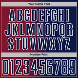 Custom Navy White-Crimson Gradient Line Sublimation Soccer Uniform Jersey