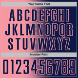 Custom Navy Medium Pink Gradient Line Sublimation Soccer Uniform Jersey