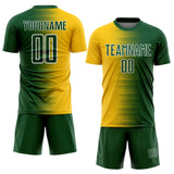 Custom Green White-Yellow Gradient Line Sublimation Soccer Uniform Jersey