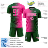 Custom Green Pink-White Gradient Line Sublimation Soccer Uniform Jersey