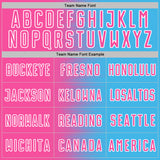 Custom Sky Blue Pink-White Gradient Line Sublimation Soccer Uniform Jersey