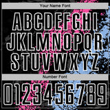 Custom Black White Pink-Light Blue Dripping Splatter Cracked Texture Sublimation Soccer Uniform Jersey