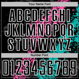 Custom Black White Pink-Aqua Dripping Splatter Cracked Texture Sublimation Soccer Uniform Jersey