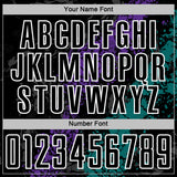 Custom Black White Purple-Teal Dripping Splatter Cracked Texture Sublimation Soccer Uniform Jersey