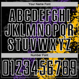 Custom Black White Purple-Gold Dripping Splatter Cracked Texture Sublimation Soccer Uniform Jersey