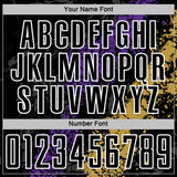 Custom Black White Purple-Old Gold Dripping Splatter Cracked Texture Sublimation Soccer Uniform Jersey