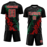 Custom Black Red White-Kelly Green Dripping Splatter Cracked Texture Sublimation Soccer Uniform Jersey