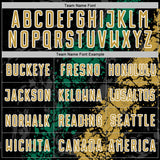 Custom Black Old Gold White-Kelly Green Dripping Splatter Cracked Texture Sublimation Soccer Uniform Jersey