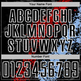 Custom Black White Red-Light Blue Dripping Splatter Cracked Texture Sublimation Soccer Uniform Jersey