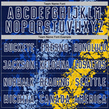 Custom Navy White Light Blue-Yellow Dripping Splatter Cracked Texture Sublimation Soccer Uniform Jersey