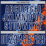 Custom Navy White Light Blue-Orange Dripping Splatter Cracked Texture Sublimation Soccer Uniform Jersey