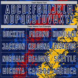 Custom Navy White Red-Gold Dripping Splatter Cracked Texture Sublimation Soccer Uniform Jersey