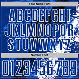 Custom Royal White-Black Dripping Splatter Cracked Texture Sublimation Soccer Uniform Jersey