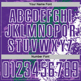 Custom Purple White-Kelly Green Dripping Splatter Cracked Texture Sublimation Soccer Uniform Jersey