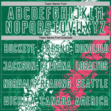 Custom Kelly Green White-Neon Pink Dripping Splatter Cracked Texture Sublimation Soccer Uniform Jersey