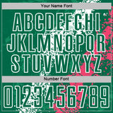 Custom Kelly Green White-Neon Pink Dripping Splatter Cracked Texture Sublimation Soccer Uniform Jersey