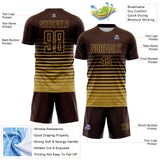 Custom Brown Old Gold Gradient Pinstripe Sublimation Soccer Uniform Jersey