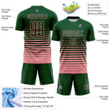 Custom Green Medium Pink Gradient Pinstripe Sublimation Soccer Uniform Jersey