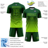 Custom Green Neon Green Gradient Pinstripe Sublimation Soccer Uniform Jersey