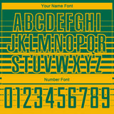 Custom Kelly Green Gold Gradient Pinstripe Sublimation Soccer Uniform Jersey