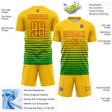 Custom Yellow Red-Grass Green Gradient Pinstripe Sublimation Soccer Uniform Jersey