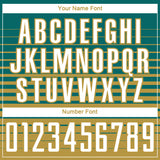 Custom Teal White-Old Gold Gradient Pinstripe Sublimation Soccer Uniform Jersey