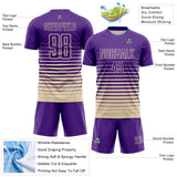 Custom Purple Cream Gradient Pinstripe Sublimation Soccer Uniform Jersey