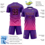 Custom Purple Black-Pink Gradient Pinstripe Sublimation Soccer Uniform Jersey