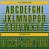 Custom Light Blue Green-Gold Gradient Pinstripe Sublimation Soccer Uniform Jersey