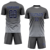 Custom Steel Gray Navy-Gray Gradient Pinstripe Sublimation Soccer Uniform Jersey
