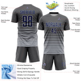 Custom Steel Gray Navy-Gray Gradient Pinstripe Sublimation Soccer Uniform Jersey