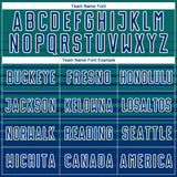Custom Teal US Navy Blue-White Gradient Pinstripe Sublimation Soccer Uniform Jersey