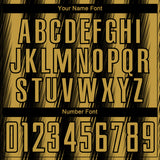 Custom Black Old Gold Vertical Brush Stroke Stripes Sublimation Soccer Uniform Jersey