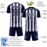 Custom Navy White Vertical Brush Stroke Stripes Sublimation Soccer Uniform Jersey