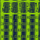 Custom Navy Neon Green Vertical Brush Stroke Stripes Sublimation Soccer Uniform Jersey