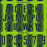 Custom Navy Neon Green Vertical Brush Stroke Stripes Sublimation Soccer Uniform Jersey