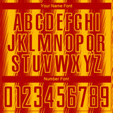 Custom Red Gold Vertical Brush Stroke Stripes Sublimation Soccer Uniform Jersey