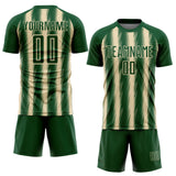 Custom Green Cream Vertical Brush Stroke Stripes Sublimation Soccer Uniform Jersey
