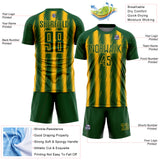 Custom Green Gold Vertical Brush Stroke Stripes Sublimation Soccer Uniform Jersey