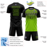 Custom Black Neon Green-Steel Gray Gradient Horizontal Stripes Sublimation Soccer Uniform Jersey