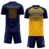 Custom Navy Gold-Royal Gradient Horizontal Stripes Sublimation Soccer Uniform Jersey