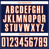 Custom Navy White Orange-Royal Gradient Horizontal Stripes Sublimation Soccer Uniform Jersey
